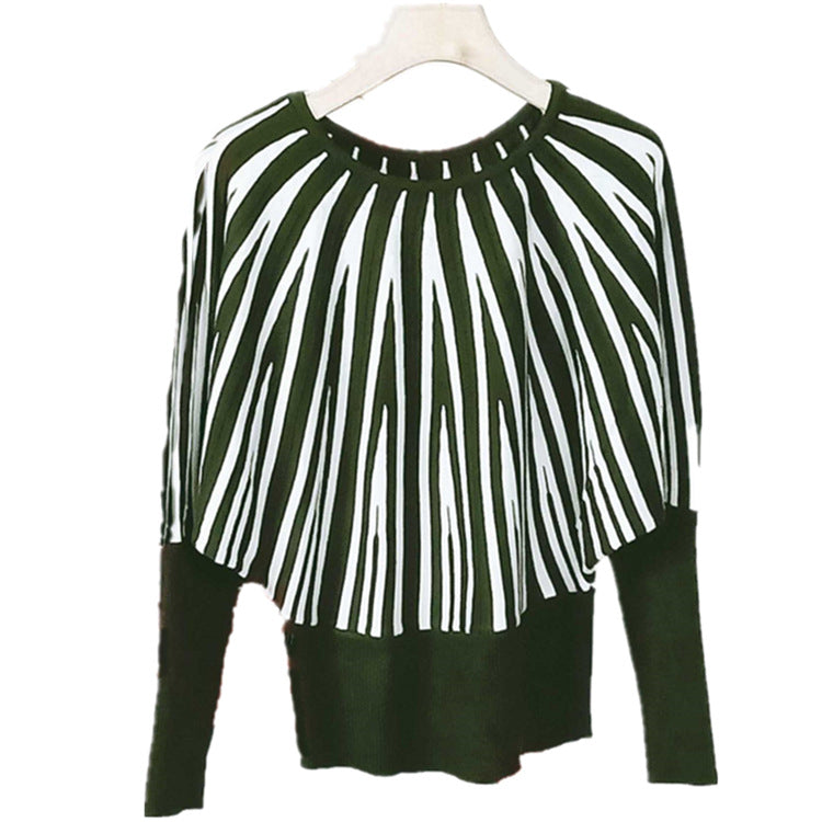 Casual knit sweater for women with geometric striped pattern Lune London