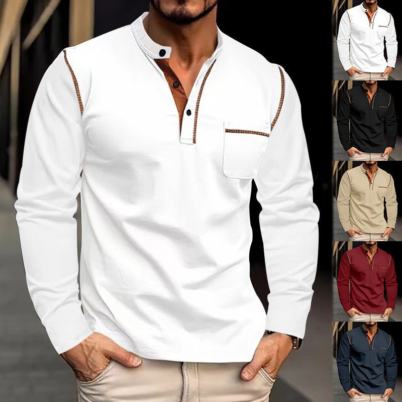 Fashionable long-sleeve shirt for men with contrasting details and a chest pocket Lune London