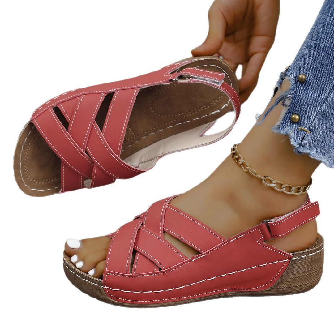 Comfortable wedge sandals for women with closed heel and adjustable strap Lune London