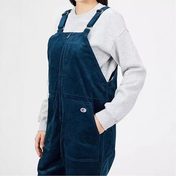 Ladies Casual Corduroy Overalls with Practical Pockets Lune London