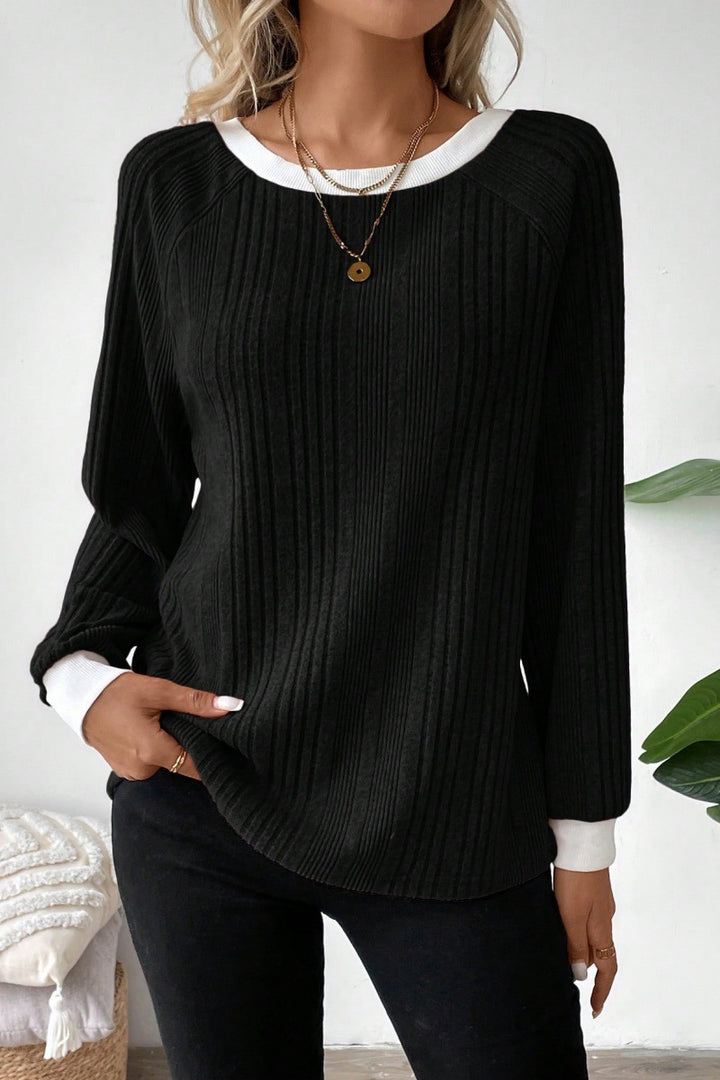 Women cropped casual top with ribbed structure Amarae