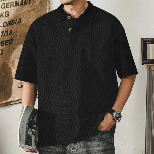 Casual polo for men with textured surface and button placket Amarae