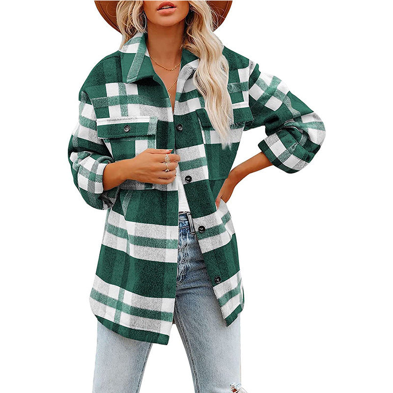 Ladies Checked Shirt Jacket Moon London