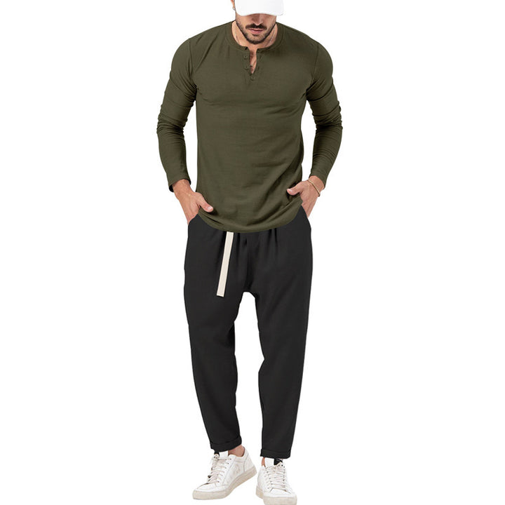 Men's Casual Long Sleeve Henley T-Shirt and Comfortable Jogging Pants Set Lune London