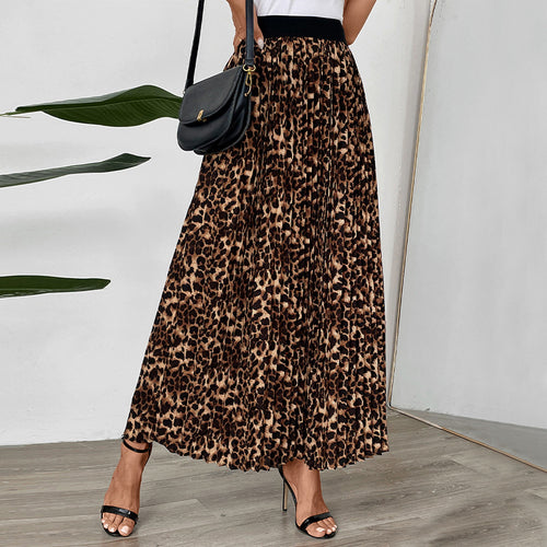 Amarae Printed Animal Design Pleated Maxi Skirt for Women
