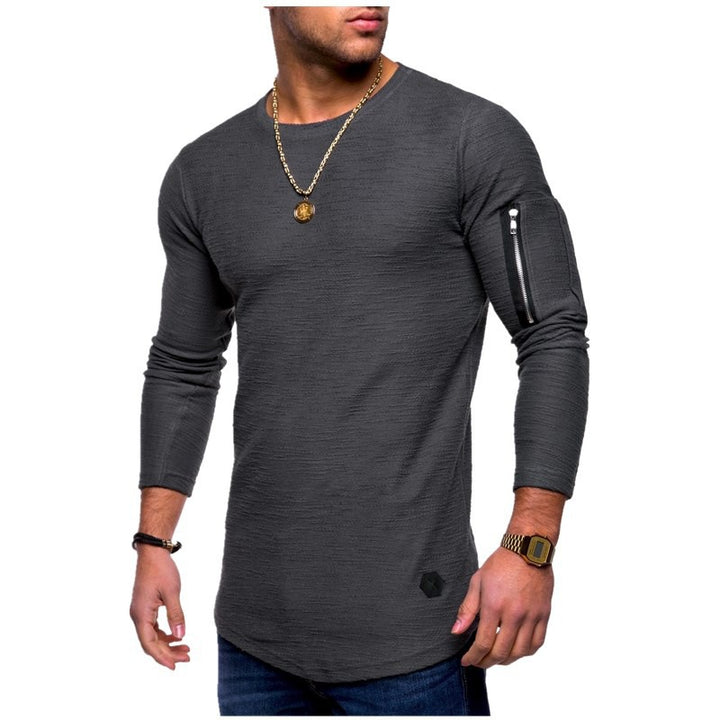 Men's long sleeve shirt with a modern textured pattern and a practical arm pocket Lune London