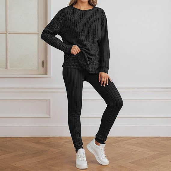 Ensemble tricot confortable pour femme avec texture côtelée Chic & Stil