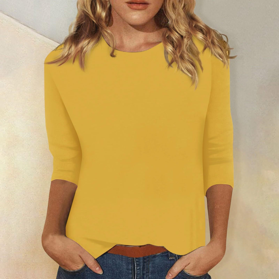 Women's Casual Top with 3/4 Sleeves and Round Neck Lune London