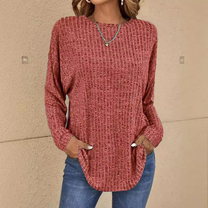 Women's Oversized Structured Knit Sweater with Round Neck and Pockets Amarae