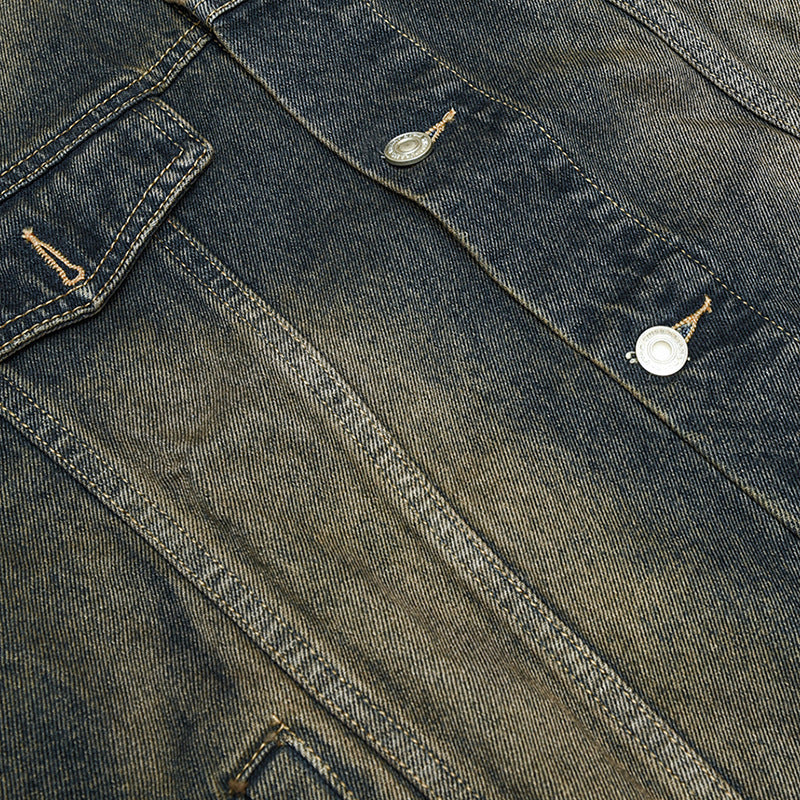 Unisex Oversized Jeans Jacket with Vintage-Washed Effect and Chest Pockets Amarae