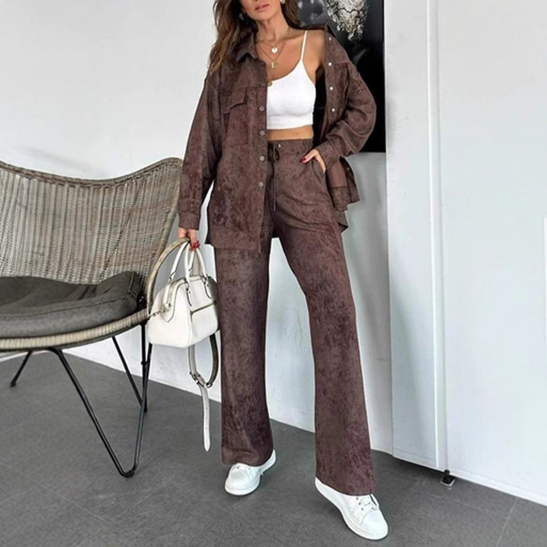 Casual blouse and pant set for women in soft material with special textures Lune London