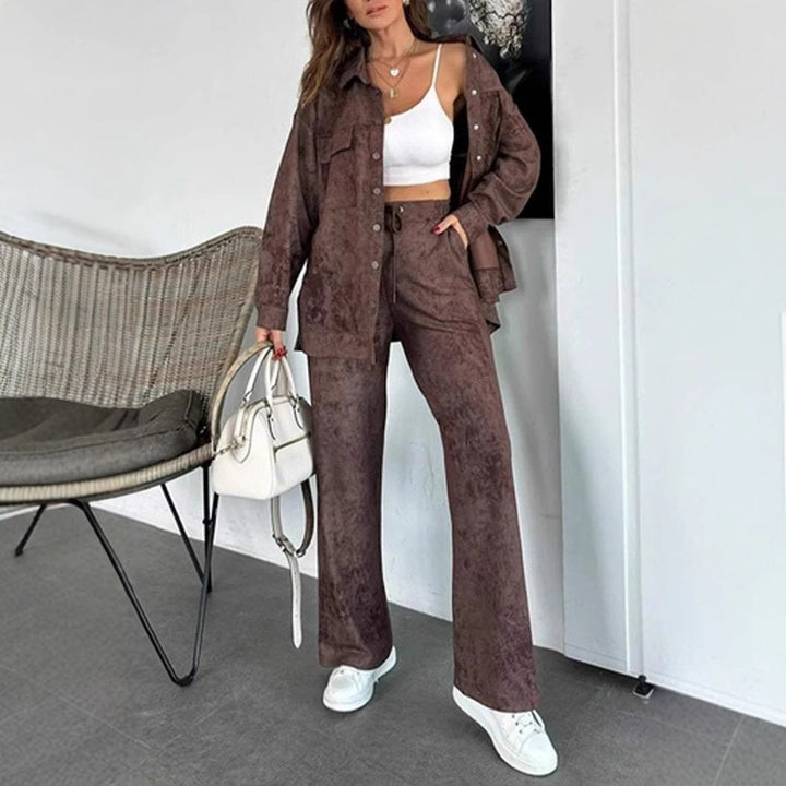 Casual blouse and pant set for women in soft material with special textures Lune London