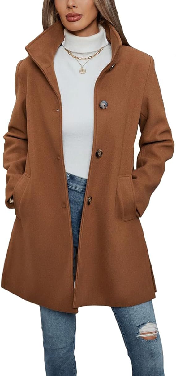 Ladies Elegant wool coat with high collar and practical pockets Lune London