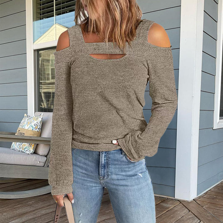 Lune London trendy women's long sleeve top with cut-out details and off-shoulder design