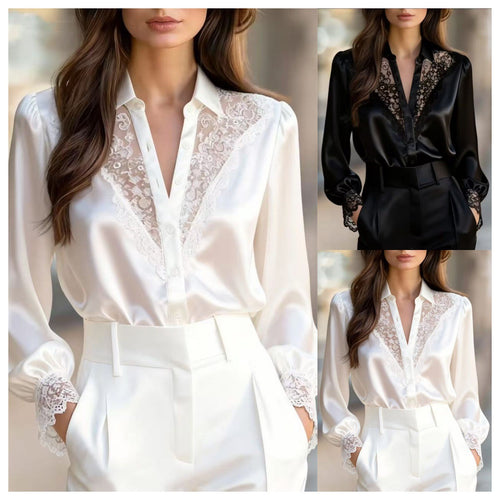 Ladies elegant blouse with romantic lace accents Amarae