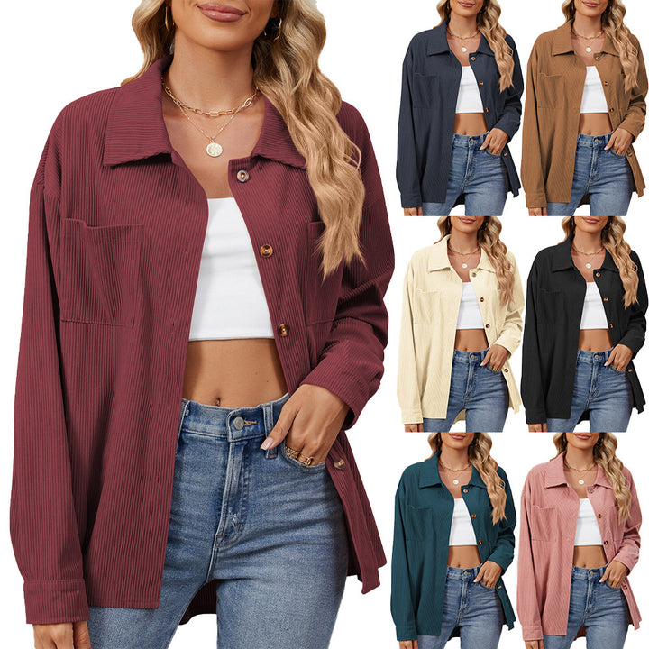 Corduroy jacket for women with a comfortable fit and practical chest pockets Lune London