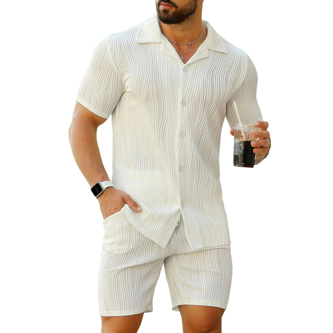 Stylish short sleeve summer set structured for men Amarae