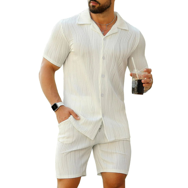 Stylish short sleeve summer set structured for men Amarae
