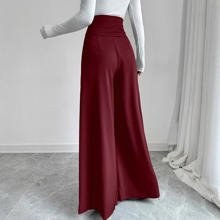 High-waisted wide-leg pants for women with decorative buttons Lune London