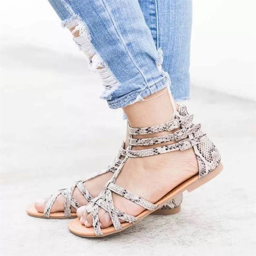 Women’s strappy sandals with graphic pattern and adjustable ankle strap Amarae