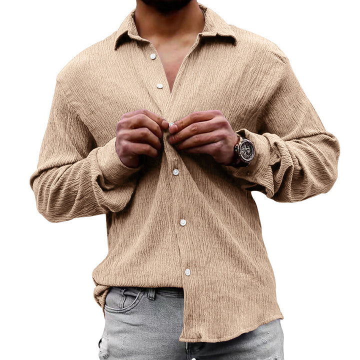 Casual long sleeve shirt for men in textured fabric with a modern look Lune London