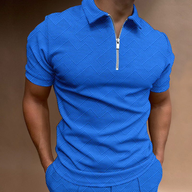 Men's Short Sleeve Polo with Structured Zip Amarae
