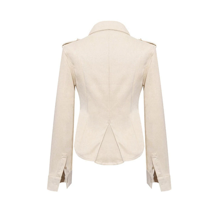 Ladies Military Velvet-Look Jacket with Epaulettes and Decorative Straps Amarae