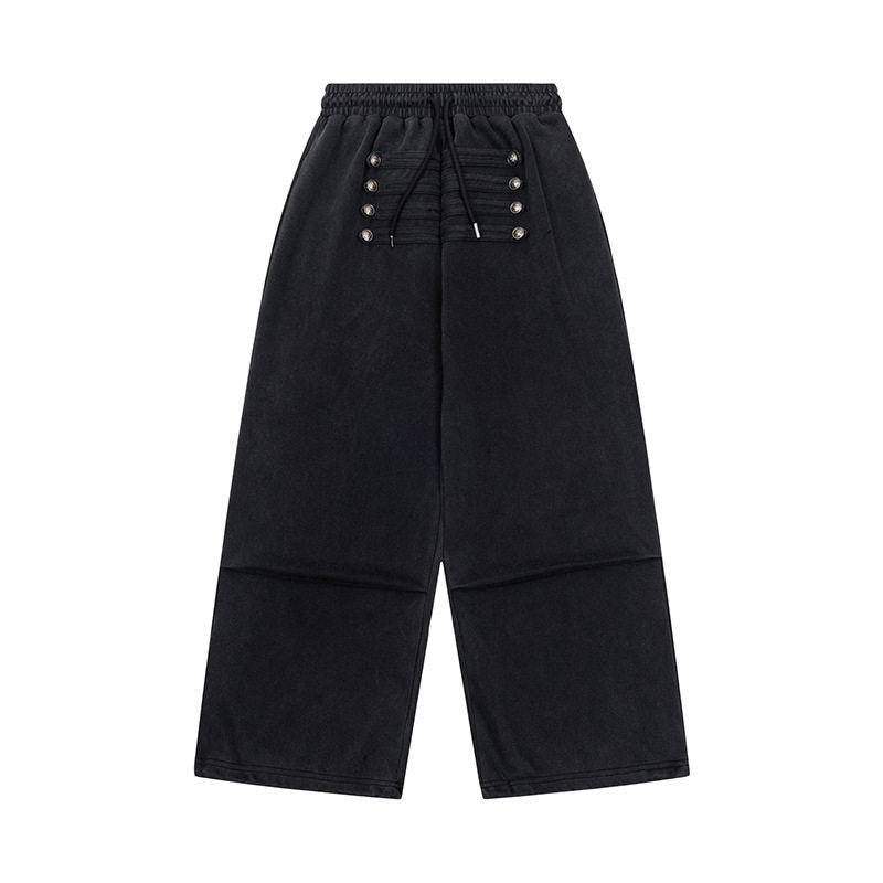 Women's Wide Culotte Pants with High Elastic Waistband, Drawstring, and Decorative Button Placket Amarae