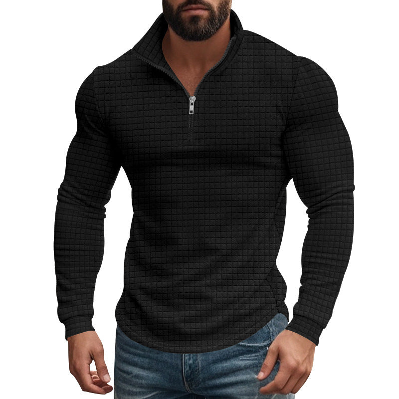 Men's midlayer pullover with high collar and textured design Lune London