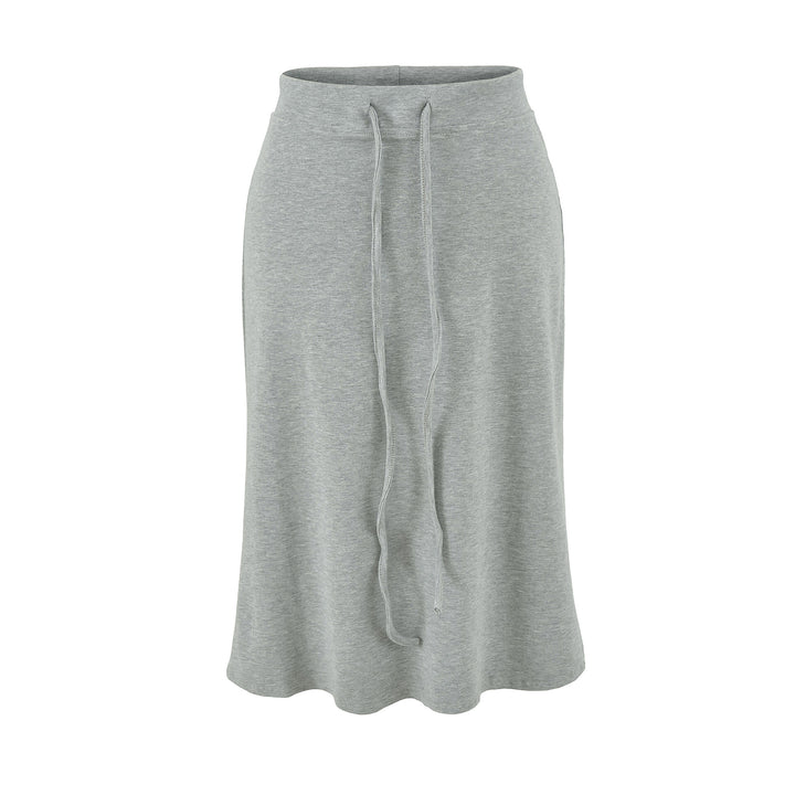 Women Jersey Midi Skirt with High Waist, Drawstring and A-Line Cut Amarae