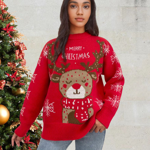Festive sweater for women with reindeer pattern Amarae
