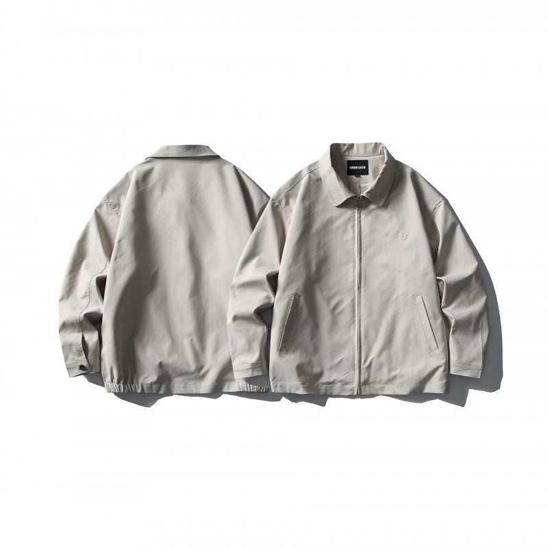 Men's Lightweight Boxy Zip Jacket with Shirt Collar and Angled Side Pockets Amarae