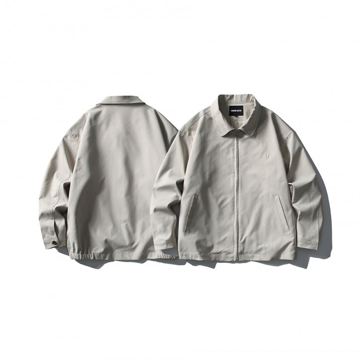 Men's Lightweight Boxy Zip Jacket with Shirt Collar and Angled Side Pockets Amarae