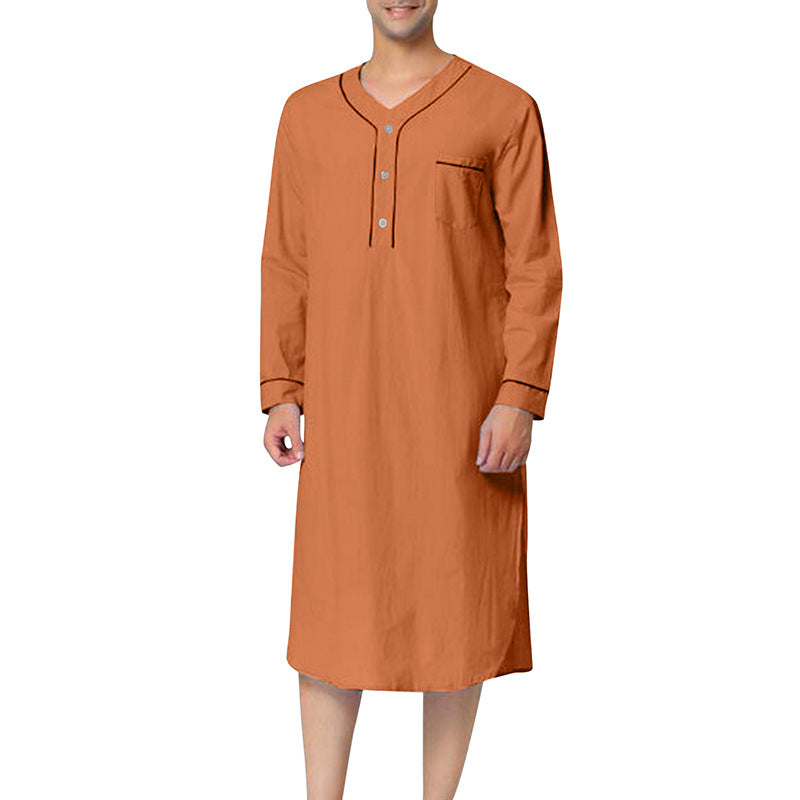 Men's Nightgown with Elegant Button Placket and Practical Chest Pocket Lune London