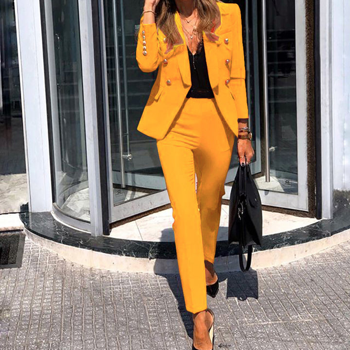 Women Elegant Double-Breasted Business Suit Set Lune London