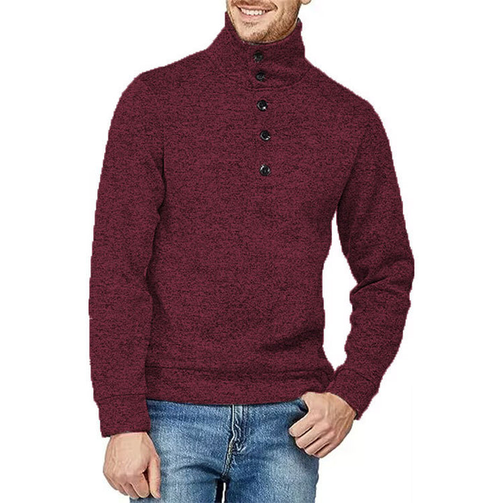 Men's High-Quality Sweater with High Neck and Button Detail Lune London