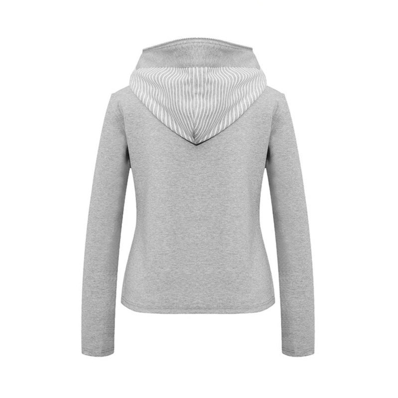 Women's fitted hooded sweat jacket with decorative double row and metal buttons Amarae