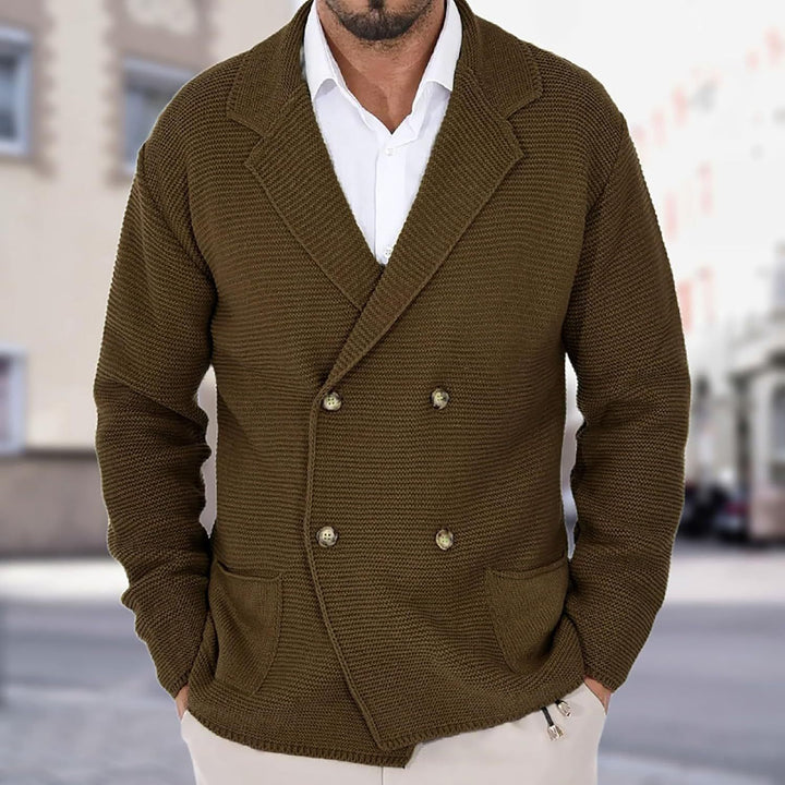Men's knitted jacket with double breasting and modern pockets Lune London