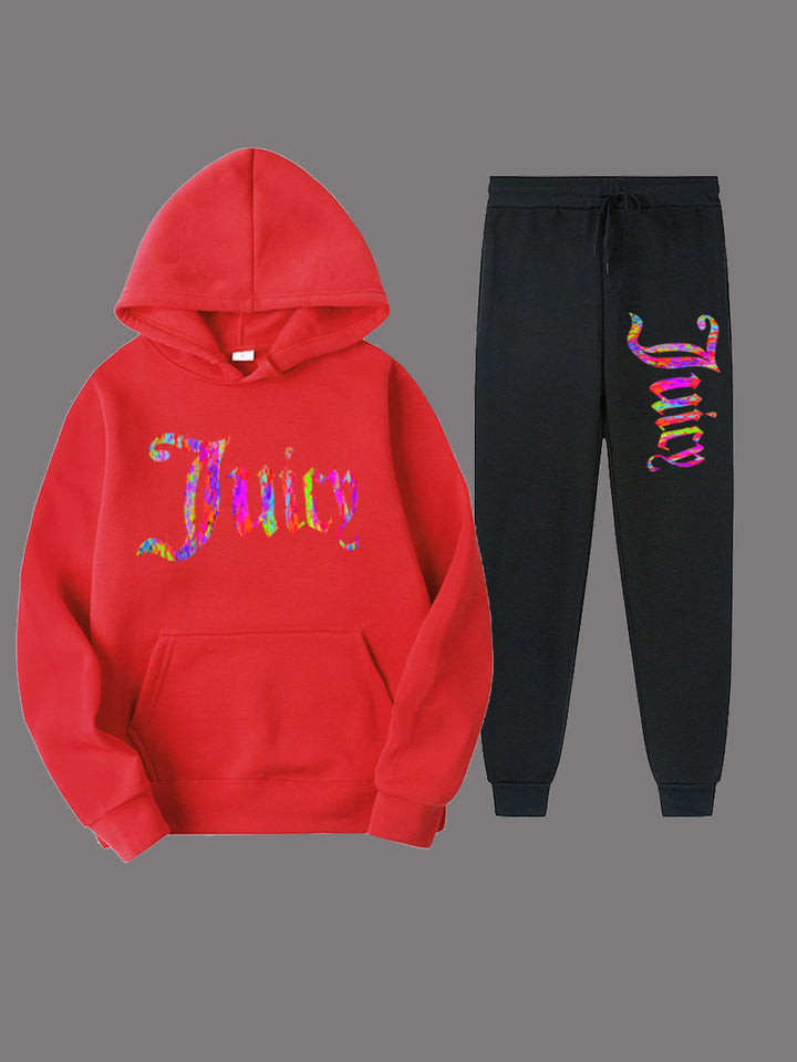 Women's sporty hoodie set and jogger pants with unique graphic print Lune London