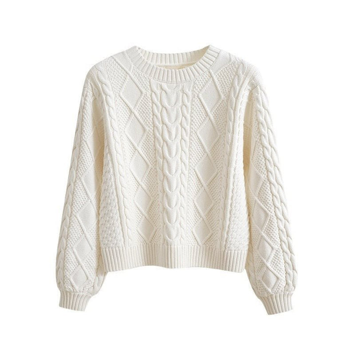 Thick knit sweater for women with a creative cable pattern and wide sleeves Lune London