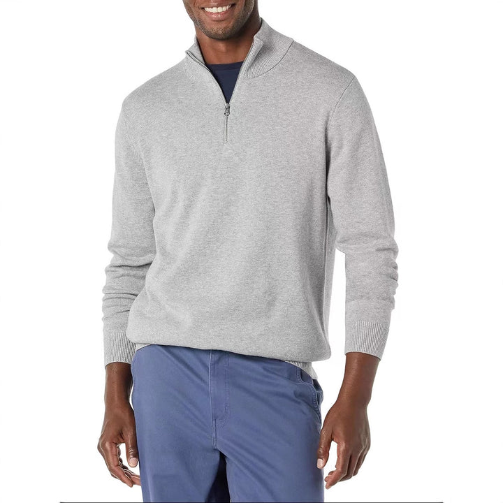 Men's sweater with half-zip and modern high collar Lune London