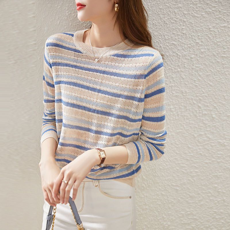 Pull en tricot décontracté pour femme avec motif rayé Chic & Stil