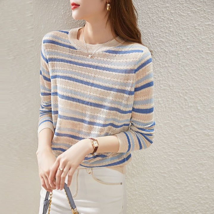 Pull en tricot décontracté pour femme avec motif rayé Chic & Stil