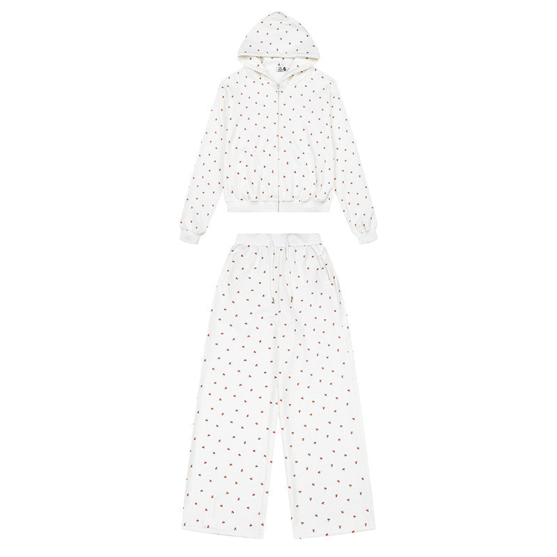 Women's Two-Piece Lounge Set with Hoodie Zip Jacket and Wide Sleep Pants Amarae