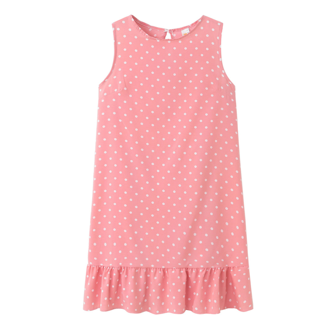 Summer polka dot shift dress for women with ruffle hem Lune London