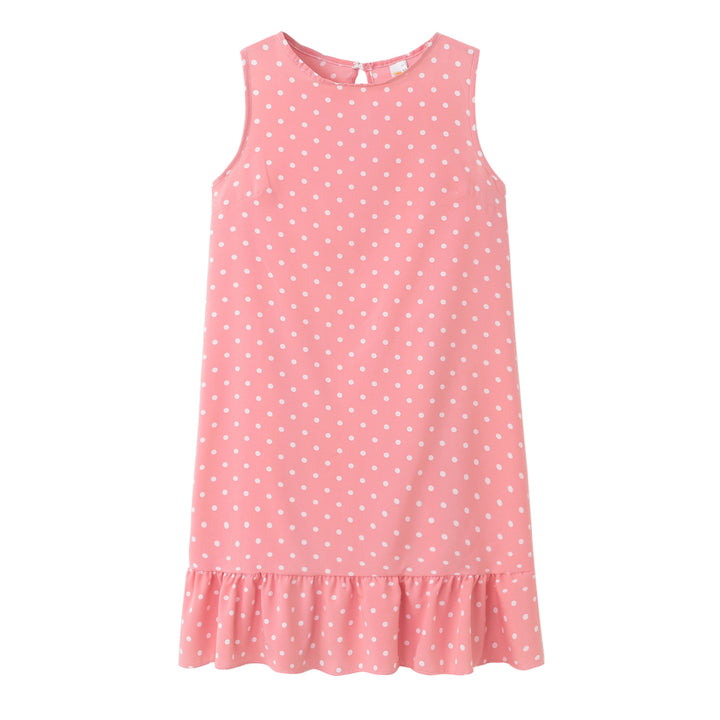 Summer polka dot shift dress for women with ruffle hem Lune London