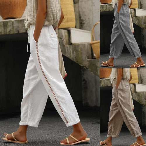 Light A-line linen pants for women with side pockets Amarae