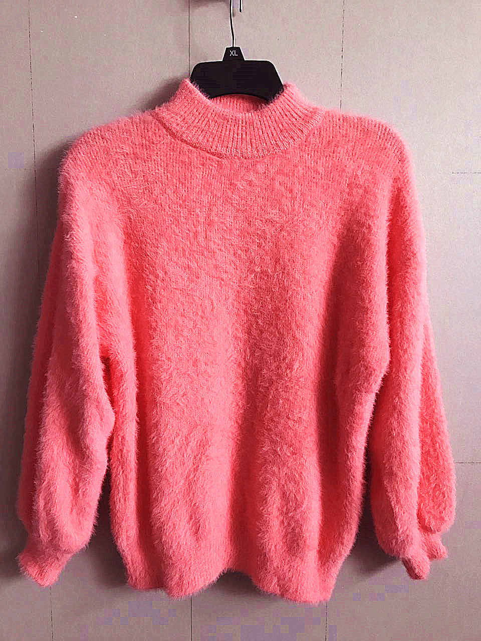 Mohair sweater for women with turtleneck, puff sleeves, and textured design Lune London