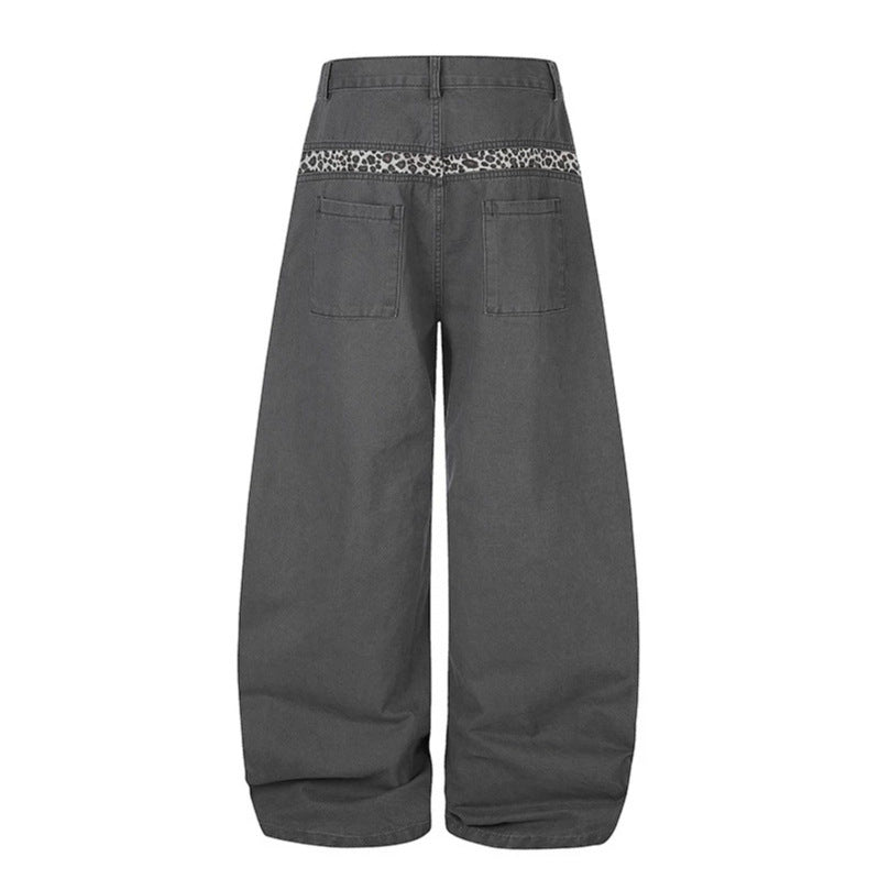 Women Extra Wide Palazzo Trousers with High Waist, Cargo Pockets and Decorative Keychain Amarae