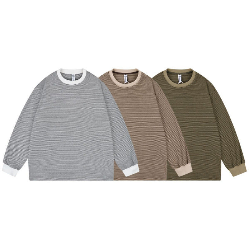 Unisex Wide Striped Long Sleeve in Oversized Cut with Ribbed Cuffs Amarae